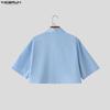 INCERUN Two Pieces Summer Men Lapel Neck Short Sleeve Cropped Tops and Pants Sets