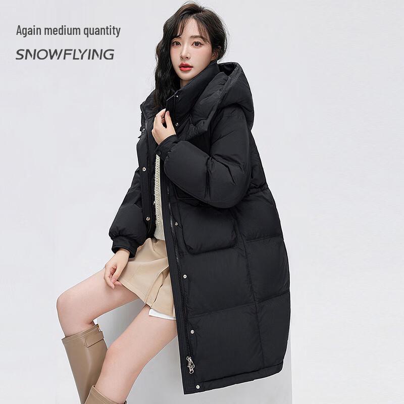 SNOWFLYING Women's Mid-Length White Duck Down Jacket X30147392F