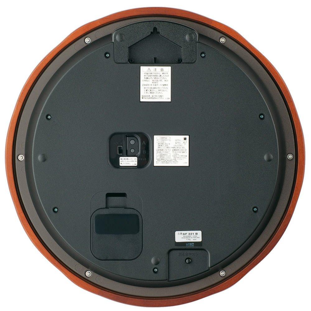 Seiko Clock Solar Plus Analog Wall Clock with Brown Wooden Frame SOLAR+ Radio-Controlled (SF221B)