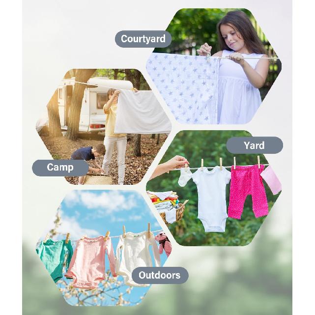 Retractable Travel Clotheslines,Pulley Adjusts Length,Sun-Proof Cruise Clothing Line Outdoor for Camping,Portable Laundry Line Cloth Drying Rope