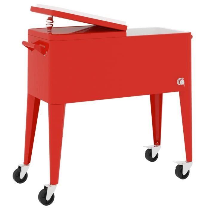 Rolling Cart for Coolers - Red - 80L - Thermal Insulation - 4 Wheels - Practical