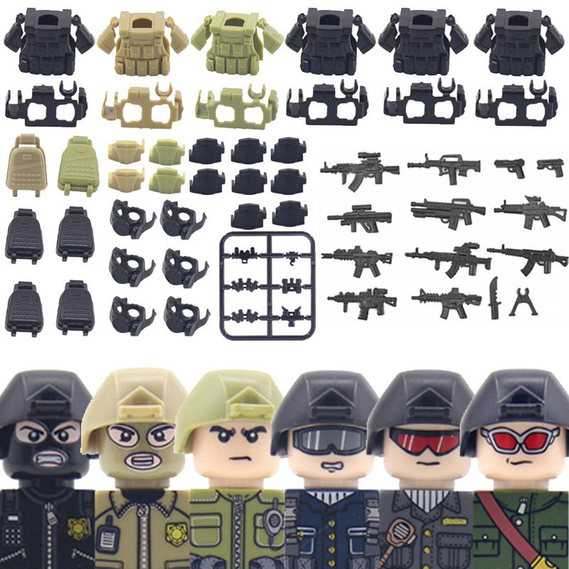 City SWAT Ghost Commando Figures Building Blocks Modern Police Special Forces UN Army Soldier Military Weapone Bricks Toys