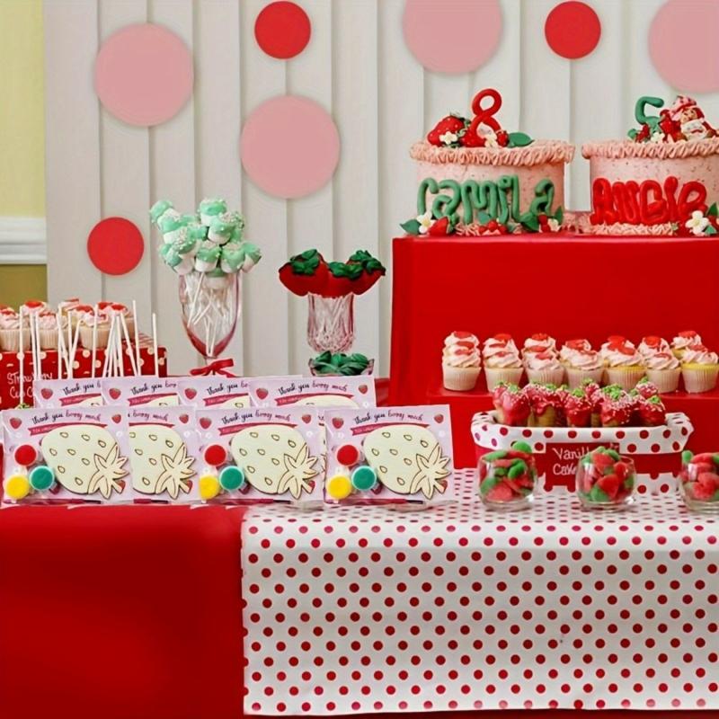 20pcs Strawberry Shaped Wood Cutouts DIY Craft Unfinished Fruit Tags Ornaments for Wedding Birthday Summer Party Decoration