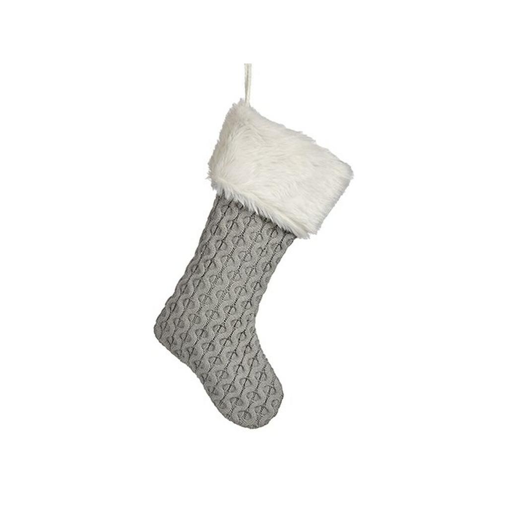 Christmas Bauble Christmas Stocking Gray Cloth 28 X 4 X 46 Cm (12 Units)