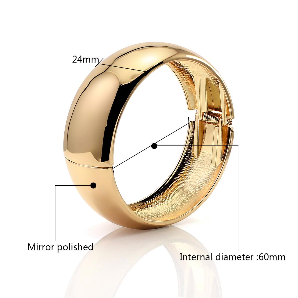 2026 New Arrival Fashion Classic Glossy Plain Ring Circle Bangle Exaggerated Funky Spring Open Metal Chunky Bracelet