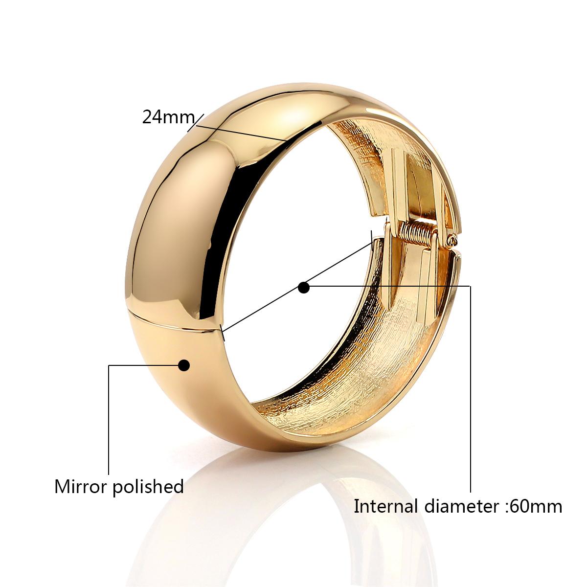 2026 New Arrival Fashion Classic Glossy Plain Ring Circle Bangle Exaggerated Funky Spring Open Metal Chunky Bracelet