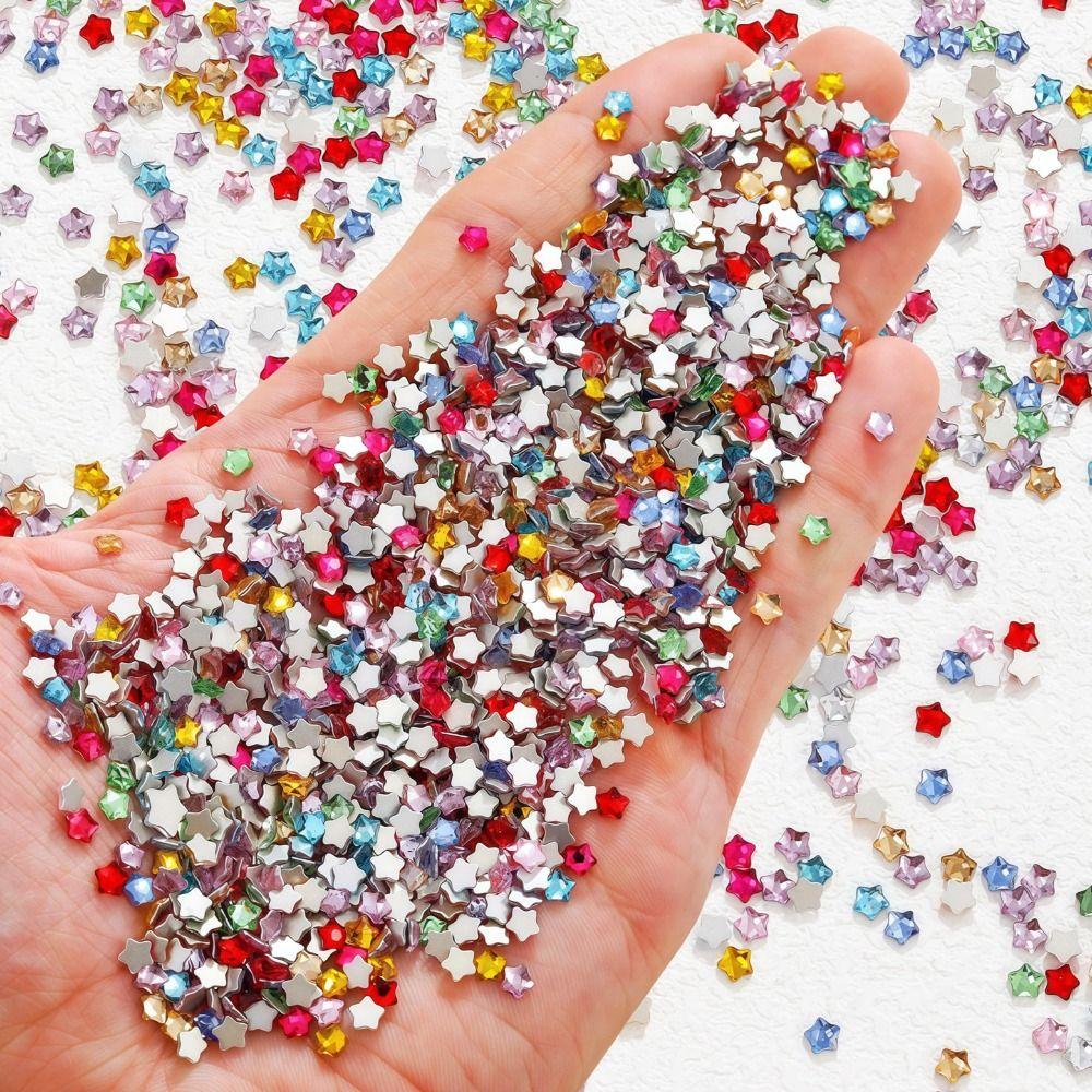 50PCS 3D Nail Art Rhinestones Sparkle Colorful 3mm Mini Star Shiny Zircon Rhinestones Glossy Glitter Pointed Bottom
