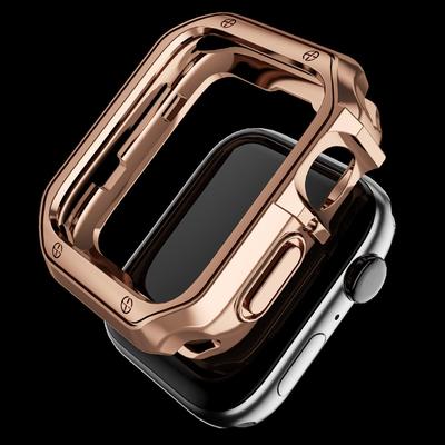 Capa Protetora de TPU para Apple Watch iWatch 7 - Textura Metálica Galvanizada, À Prova de Quedas, Serve para as Séries 2-7