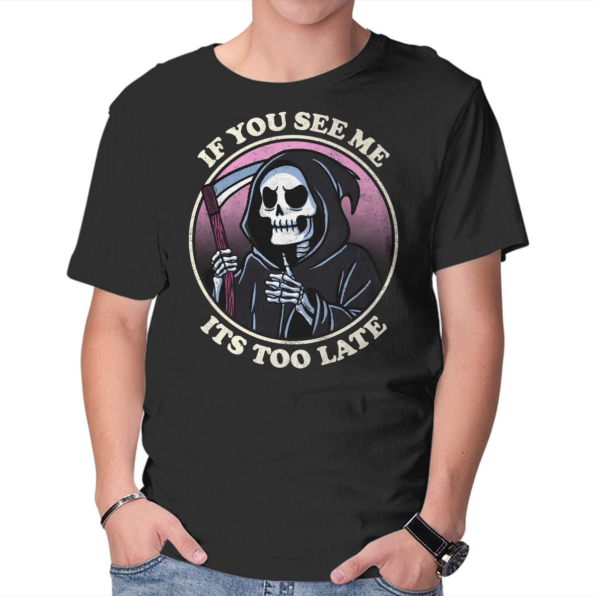 Unisex Crew Neck T-Shirt Too Late Graphic Short Sleeve Casual Tee XXL