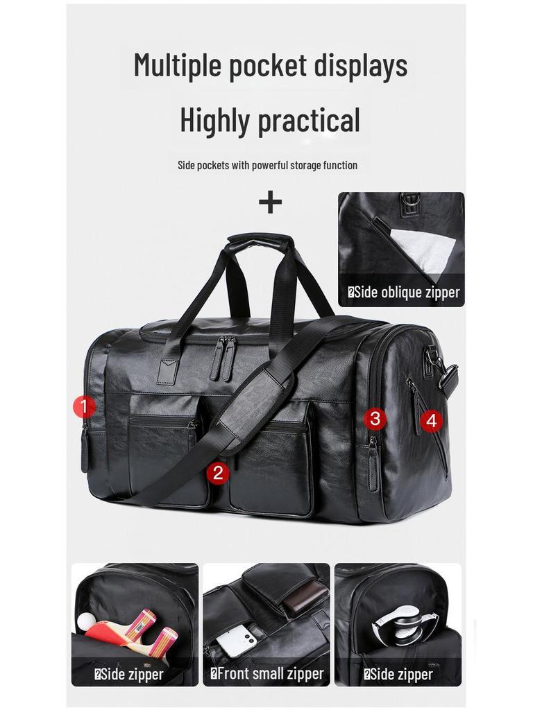 Große Reisetasche aus PU-Leder für Herren - Tragbares Schultergepäck im koreanischen Stil