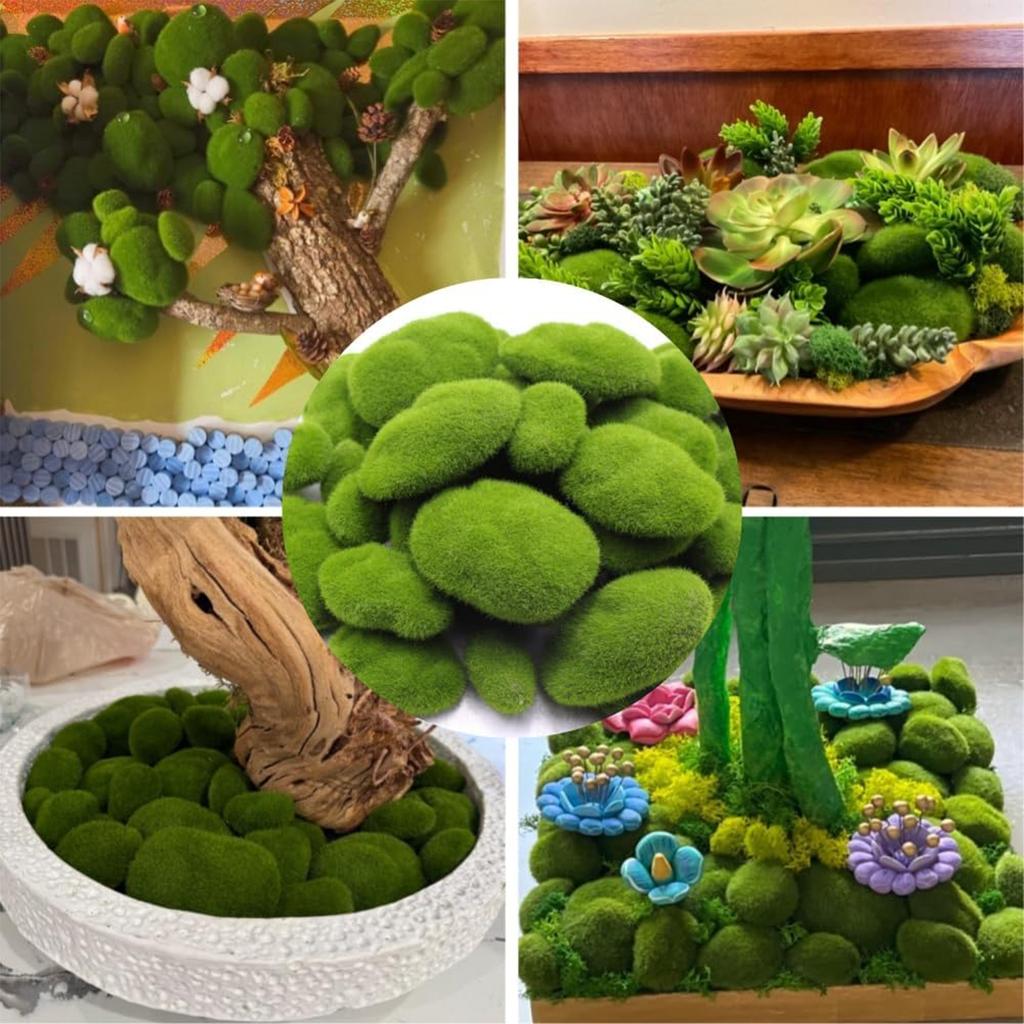 10pcs Green Crafting Fake Stone Simulation Plant DIY Garden Decoration Creative Crafts Artificial Moss Rocks