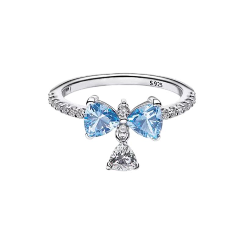 New 925 Silver Three-Leaf Clover Alphabet Heart Flower Women's Ring Suitable for Wedding Party Fashion DIY Gift