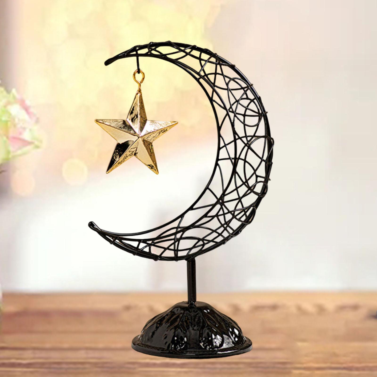 

Ramadan Decoration Iron Moon Star Festive Table Centerpiece Silver Party Decor for Eid Living Room чёрный