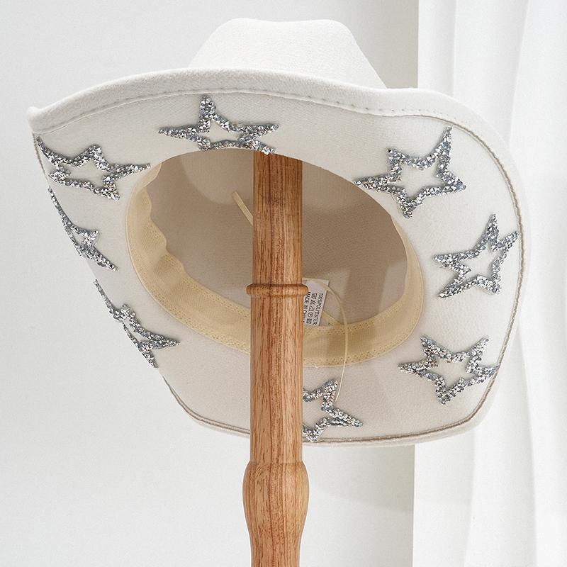 Rhinestone Star Western Hats Women Men 2026 Vintage Wide Brim Cowgirl Hat Woman Fashion Crystal Party Wedding Caps Ladies