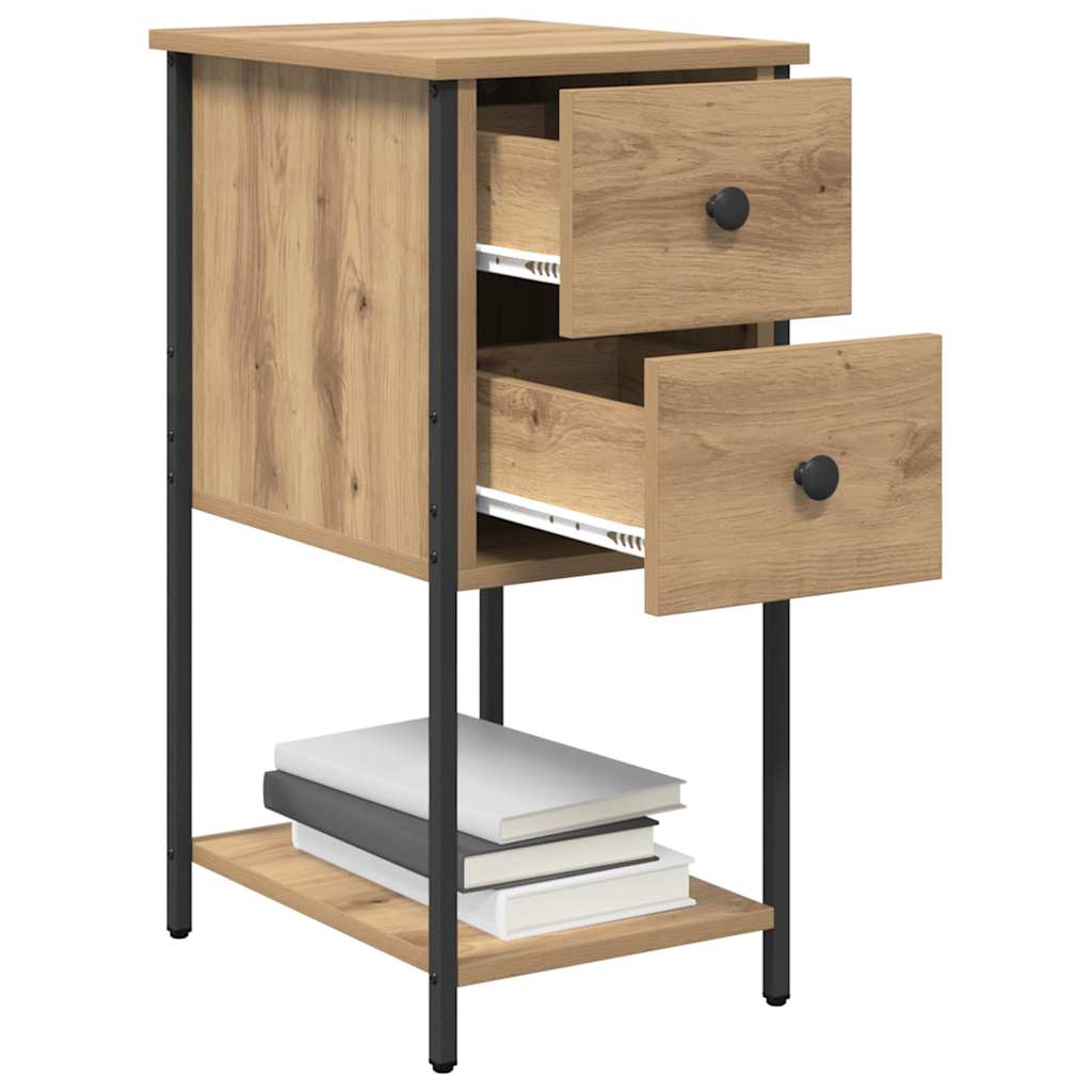 Nightstand Set of 2 Oak Style Handcrafted 32 X 42 X 70 Cm
