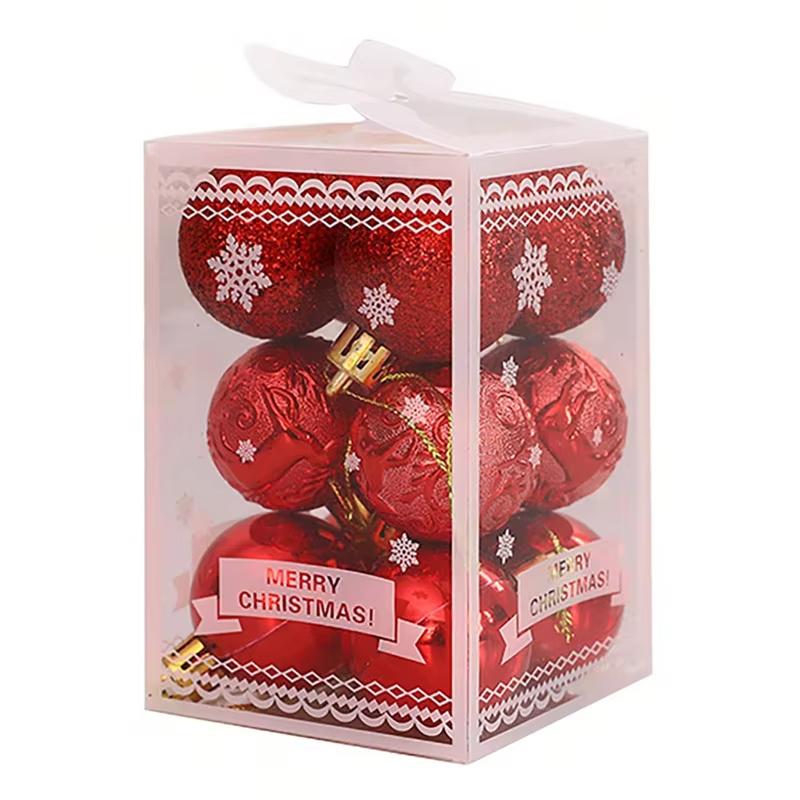 

12pcs/1set Christmas Balls Xmas Tree Ornament Plastics Ball Home Party Gift Hanging Pendant New Year Accessories Ornament Decor