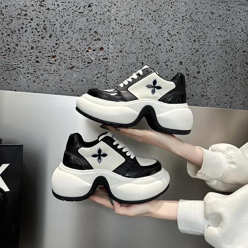 Fashion Women's Casual Sports Shoes Knot Thick Bottom Cross Patterned Spring Summer Oosie Zhang Leather Insole Breathable Comfortable