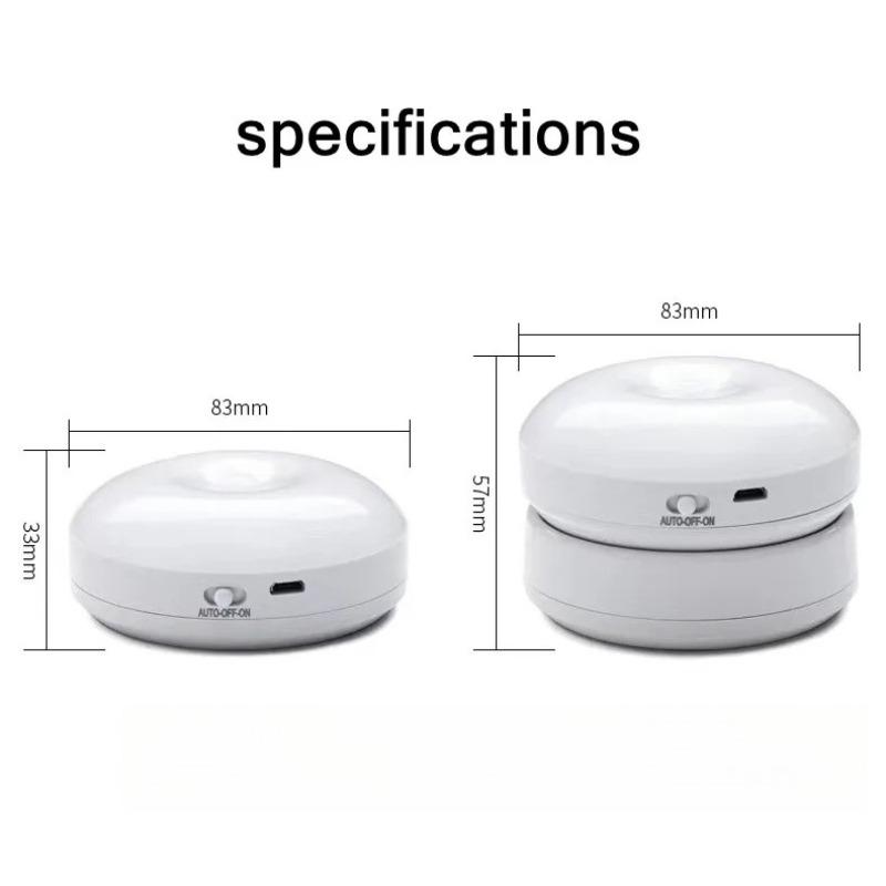 LED Night Light Wireless Motion USB Charging Cabinet Night Lamp Bedside Table For Bedroom Home Closet Sensor Round Lights