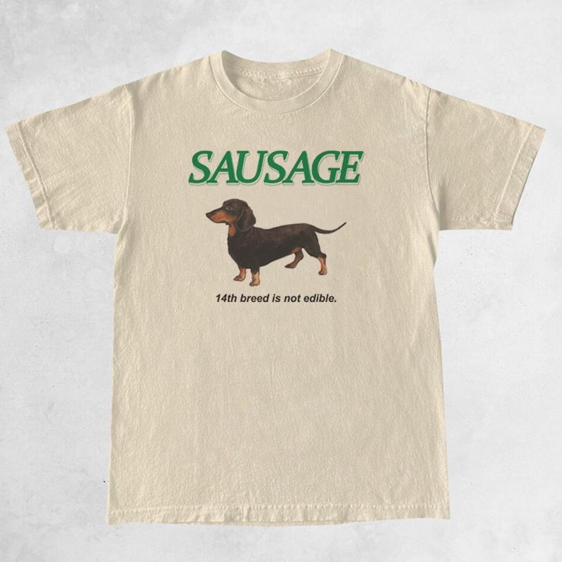 Kawaii Sausage Dog Print T Shirt Women Oversized Korean Fashion Streetwear Tops Cute Funny TShirts Y2k Aesthetic Tees Clothes