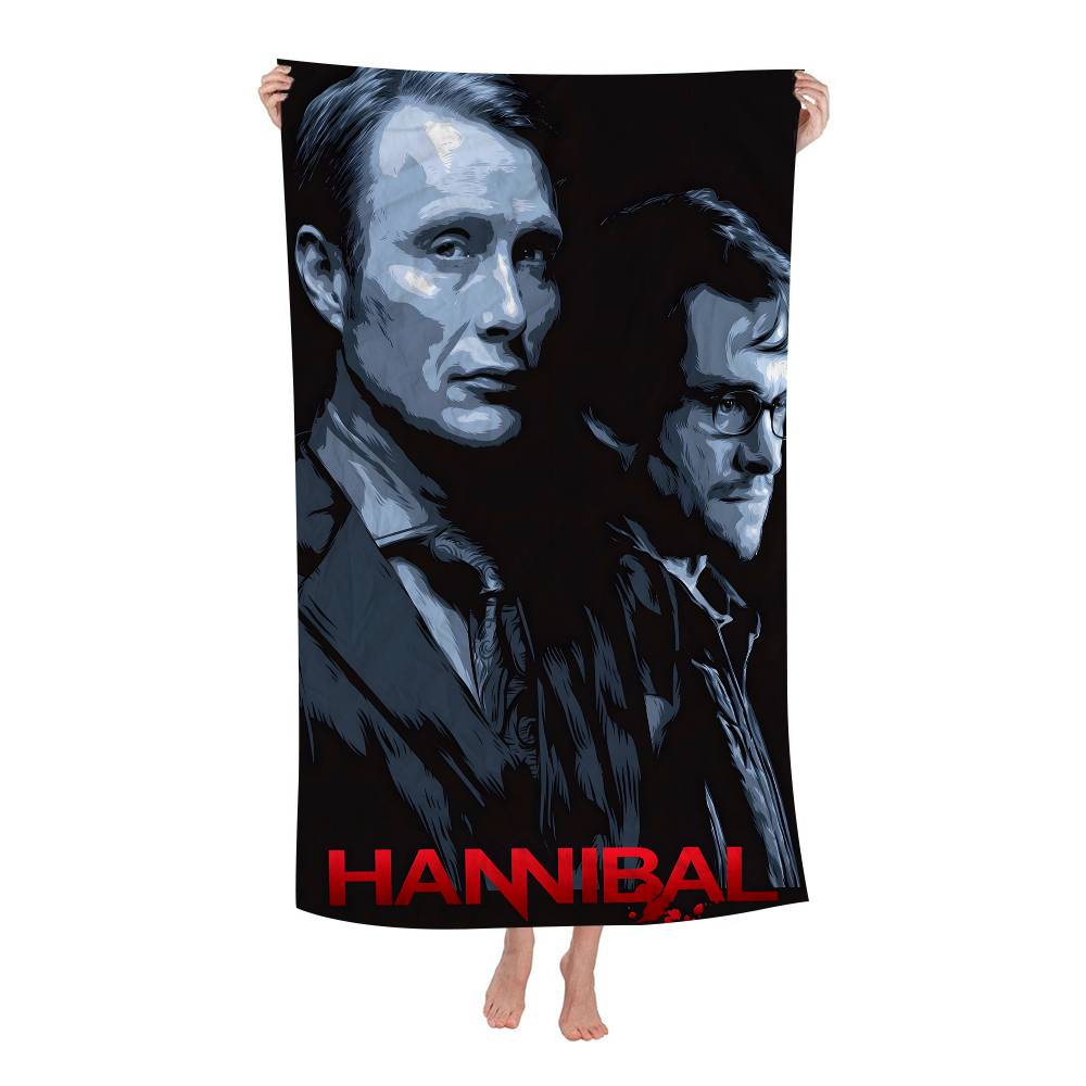 Horror TV H-hannibalS Microfiber Blanket Quick Drying Beach Towels Oversized Printing Super Absorbent Pool Towel Blanket