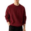 Men's High-End Round Neck Knit Sweater - Black & Red, Warm Autumn/Winter Inner Wear, In Stock with Tags