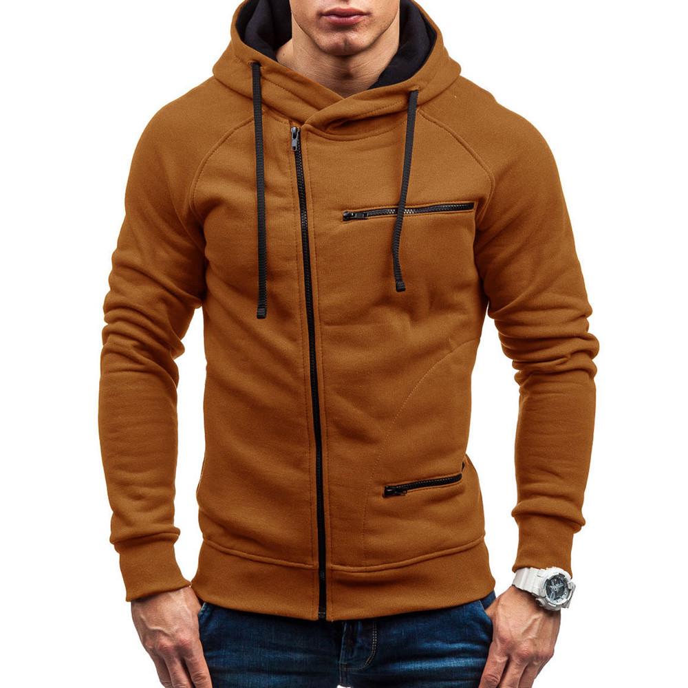 Men's Autumn Casual Solid Long Sleeve Hoodie Sweatshirt Top Outwear