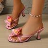 Fashion Women Elegant High Heels Sandals Flowers Decoration Peep Toe Sandals Casual Fashion Flip Flops Outdoor Party Dress Heels Shoes