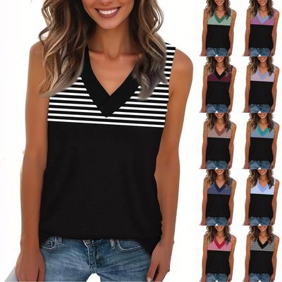 Women's Fashion Casual Daily Versatile Striped Texture Slim Fit Summer Vest Top