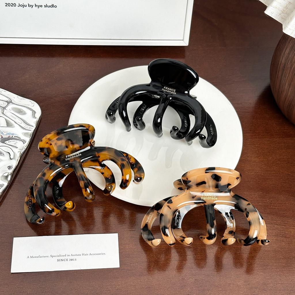 Handmade Retro 4mm Acetate Tortoise Shell Hair Claw Clip For Thick Hair And Elegant Updos