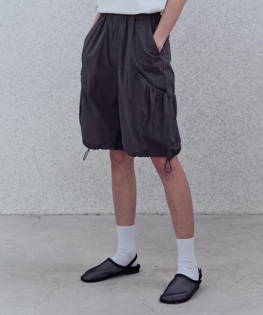 Alijibi 5P Shirring Shorts Charcoal