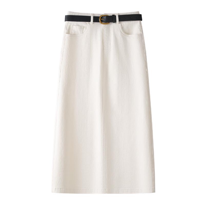 

Women s Coffee Brown Velvet-Lined Denim Skirt - Autumn/Winter 2025, Mid-Length, Hip-Hugging A-Line Design 26/S for 85-95 lbs