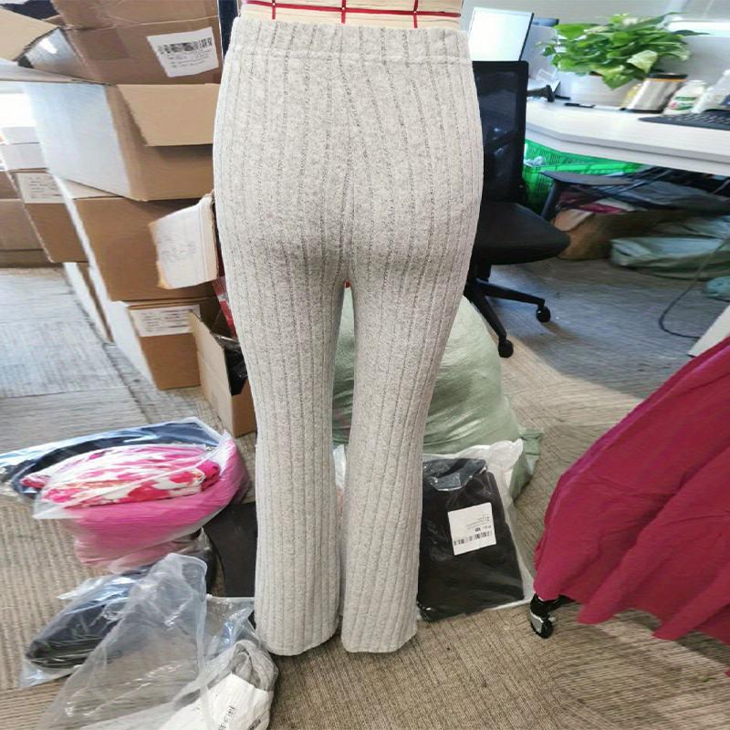 Women's Knitted Pullover Pants Two Pieces Set Slim Long Sleeved Mock Neck Top High Waist Wide Leg Pant Outfits