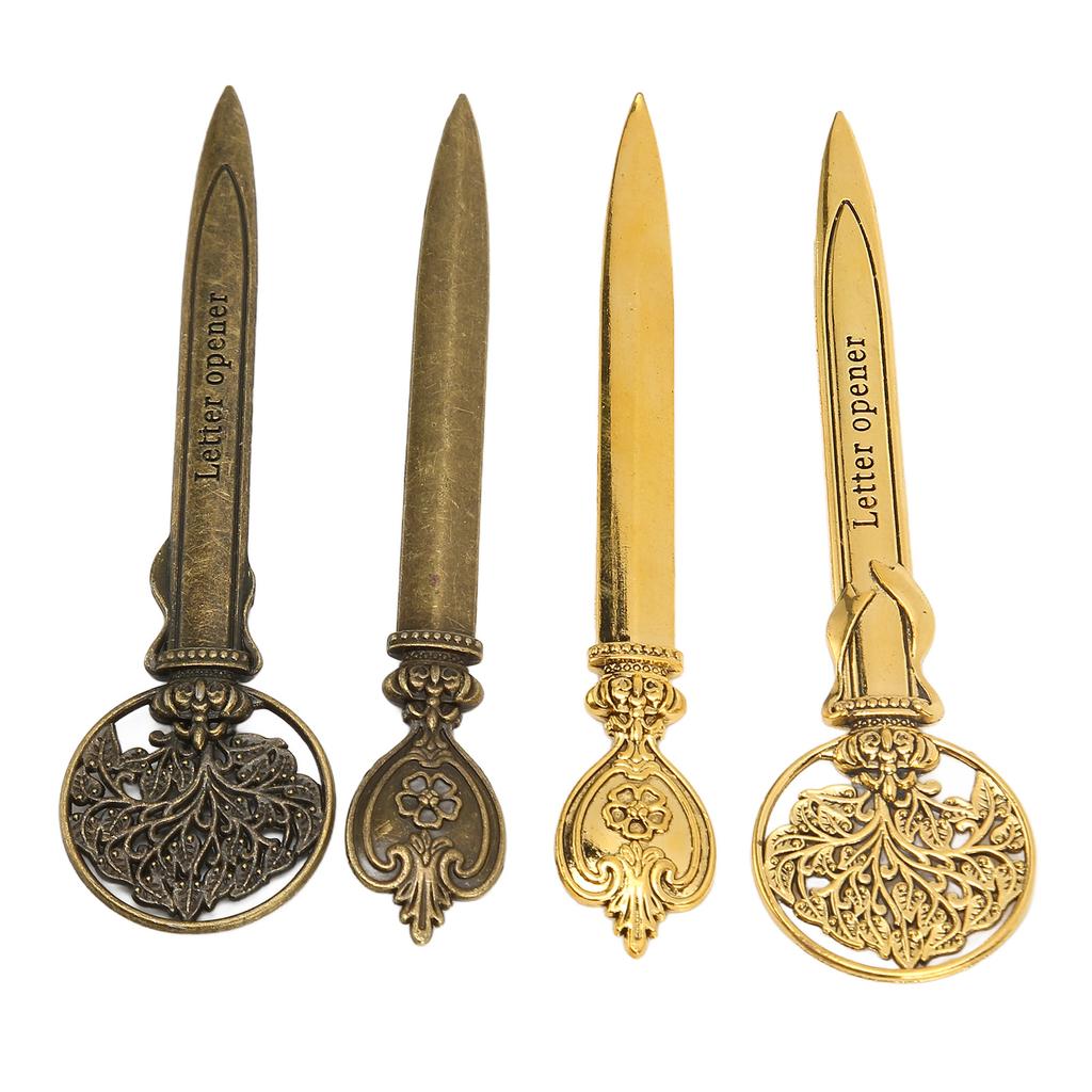 4 Pcs Letter Openers Retro Lightweight Compact Ergonomic Zinc Alloy Mail Opener Knife