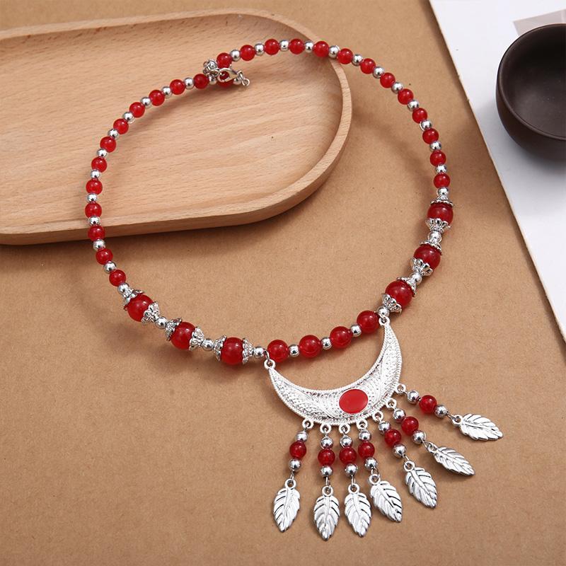 1PC Long Chain Ethnic Style Hair Jewelry Headpieces Forehead Dancing For Women Leaf Tassel Necklace Bohemia Headwear