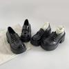 Japanese jk platform thick heel black one-pedal loafers 2025 autumn new French retro high heels women