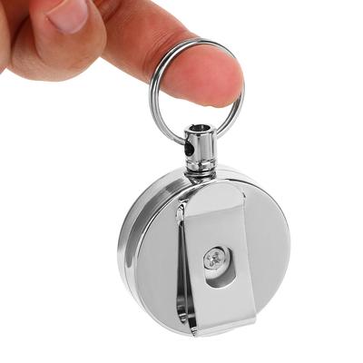 Pull Keyring Retracting Extendable Metal Wire Telescopic Key Ring 60cm Wire Rope Anti-theft Keychain Key Chain Ring Clip