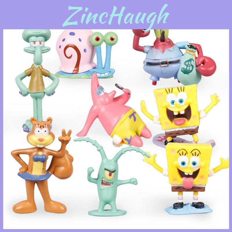 Prémiová kvalita SpongeBob v kalhotách Patrick Sandy Gary 12 ks Akční figurka Ozdoba na dort Hračky Pro sběratele