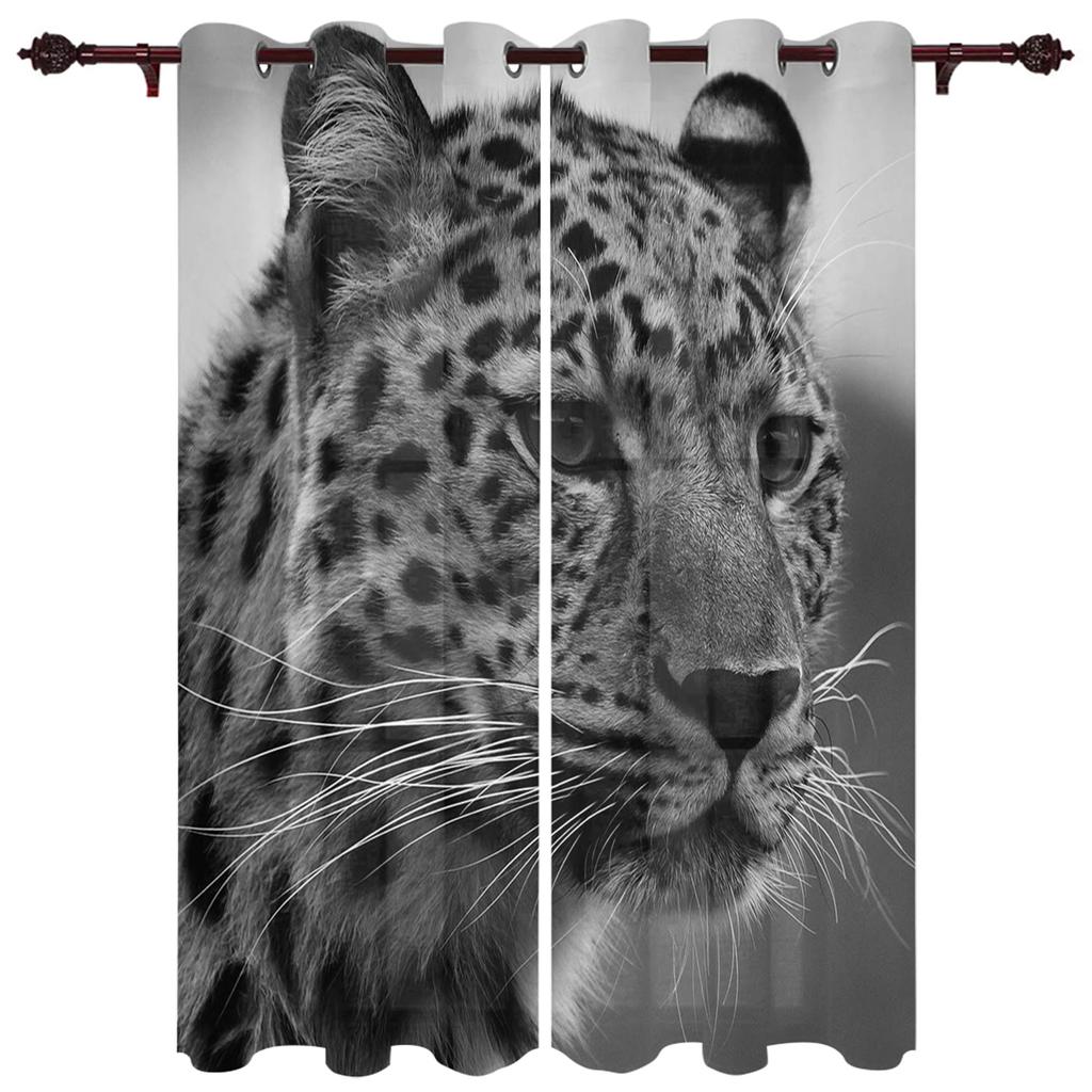 Leopard Afrika Beast Fierce Gaze Vorhänge für Kinderzimmer Küche Paravent für Wohnzimmer Urlaubsdeko Voile Vorhang