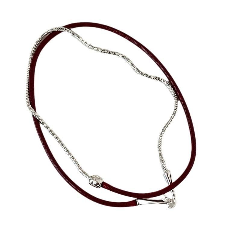 Ankola Red Rope Strap Choker Necklace Women'S Simple Versatile Sweet Cool Babes Fashion Neck Chain Sweater Chain