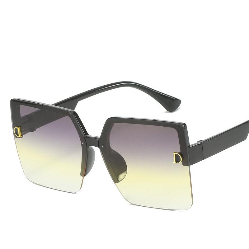 Fashion Trendy Women Sunglasses Square Shape Big Frame Semi-rimless Sunglasses Female High Quality Women Sun glasses