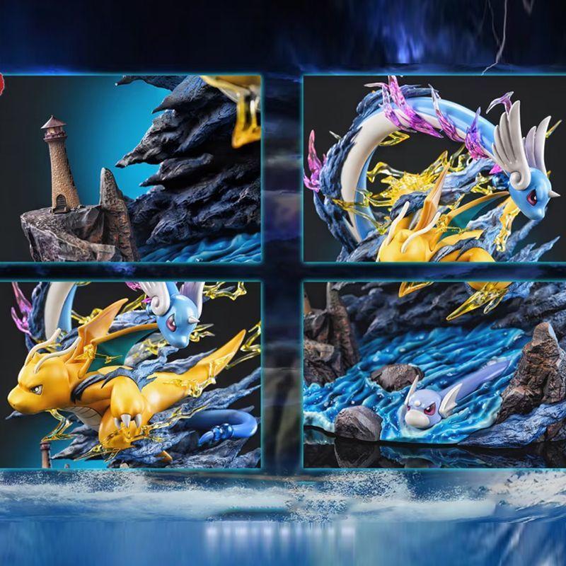 Pokmon Fantasy House Dragonite Evolution Group anime Family ode Table setup Favorite 11.81Inch/30cm Can be move PVC toys Gifts