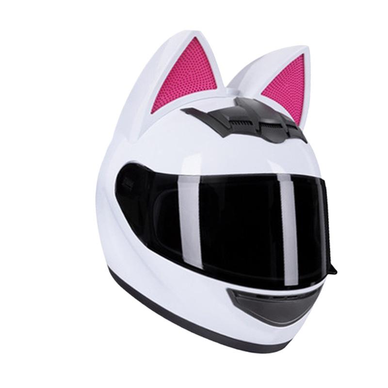 Electric Motorcycle Cat Ear Helmet Female Four Seasons Full Helmet Male Knight Locomotive Cute Rabbit Ears
