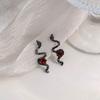 Exquisite  Snake Shape Earrings For Women Shining Red Zircon Earrings Personalized Temperament Jewelry Accessories
