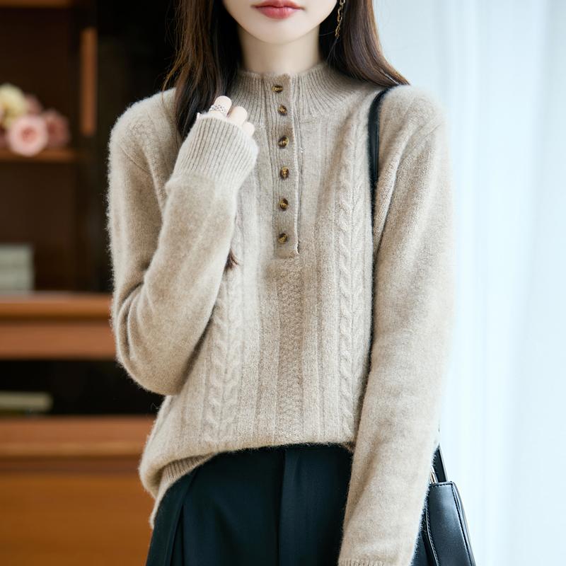 Women's Cashmere Sweater Qinghe Cashmere 30% Cashmere 70% Wool Autumn and Winter Pullover Warm and Fashionable