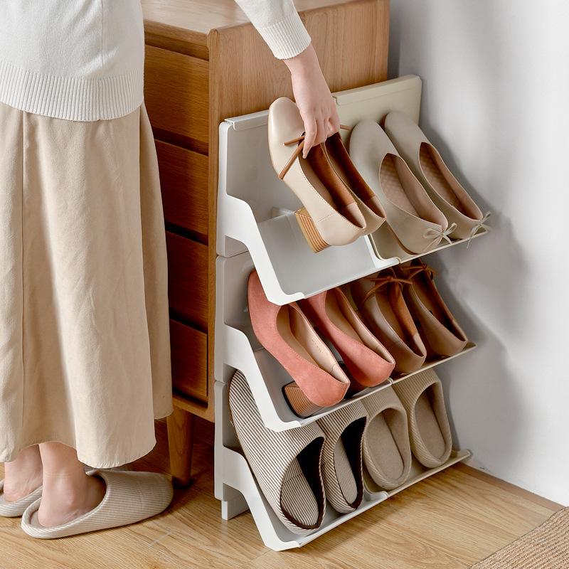 1 pz Scarpiera Impilabile Multi-livello Supporto per Calzature Organizer Armadietto Combinato Scaffale Espositore per Sneakers