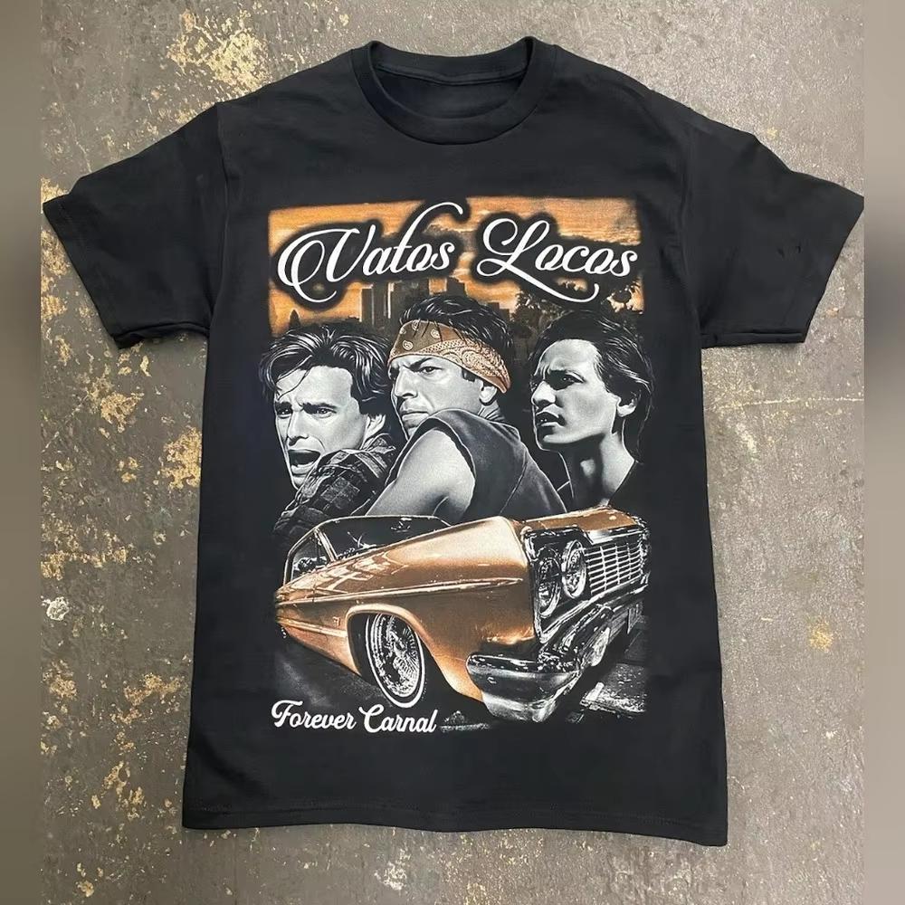 Vatos Locos Film Grafik T-Shirt Herren Damen 90er Chicano Kultur Fan Lässige Streetwear Kurzarm T-Shirt