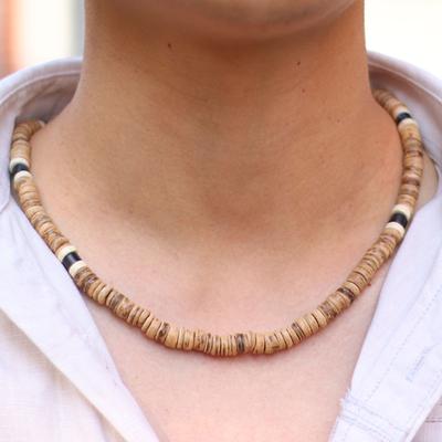 New In Men Natural Wood Necklace 19 Inch Short Collar De Hombre Vintage Irregular Stone Colar Neck Accessories Choker Collier