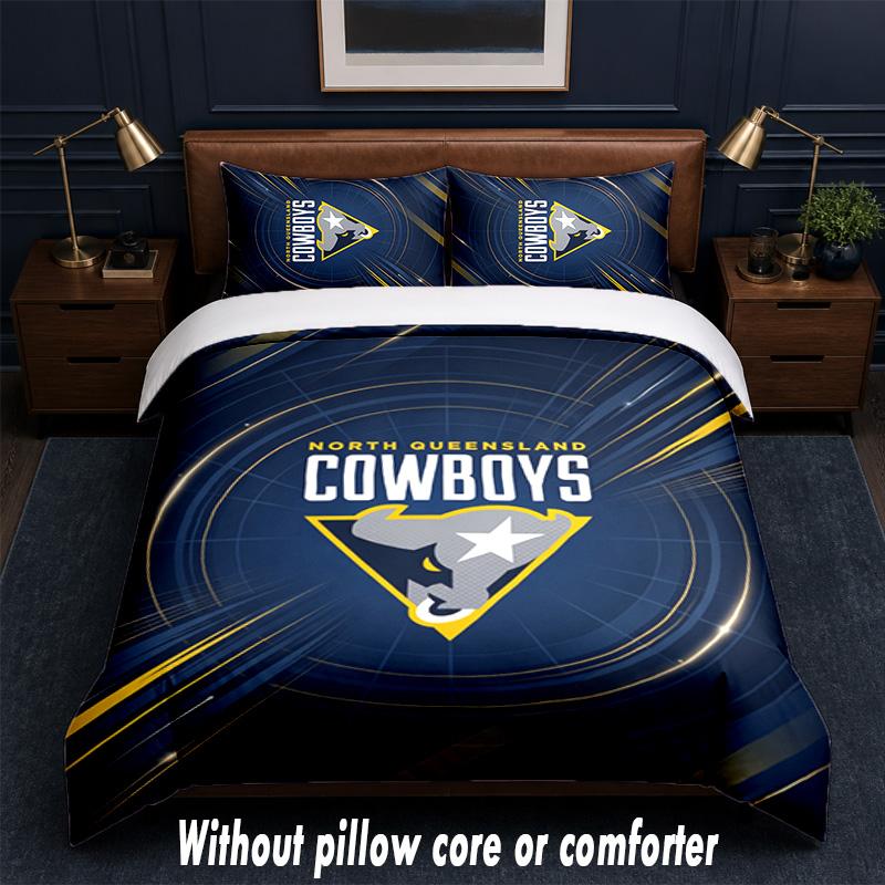 North Queensland Cowboys Design Bed Bedding Set 1 Duvet Cover + 2 Pillowcases Soft Breathable Household Bed Linens