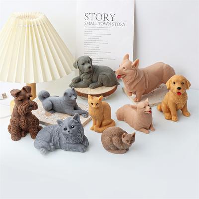 3D Hund Katt Silikon Ljusform Multi Stil Härligt Djur Husdjur Schnauzer Shiba Inu DIY Gips Tvål Is Bakform Heminredning