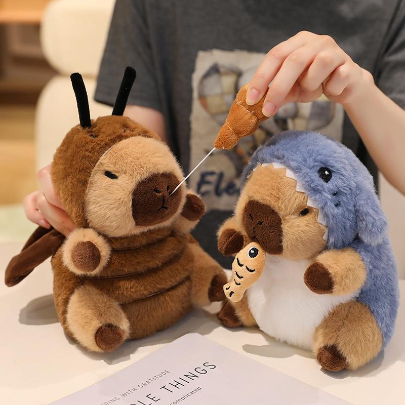 Kapybara s natahovacím nosním hlenem Plyšové hračky Roztomilá kapybara Cosplay Včela Šváb Žralok Prase Králík Měkká plyšová panenka Dárky
